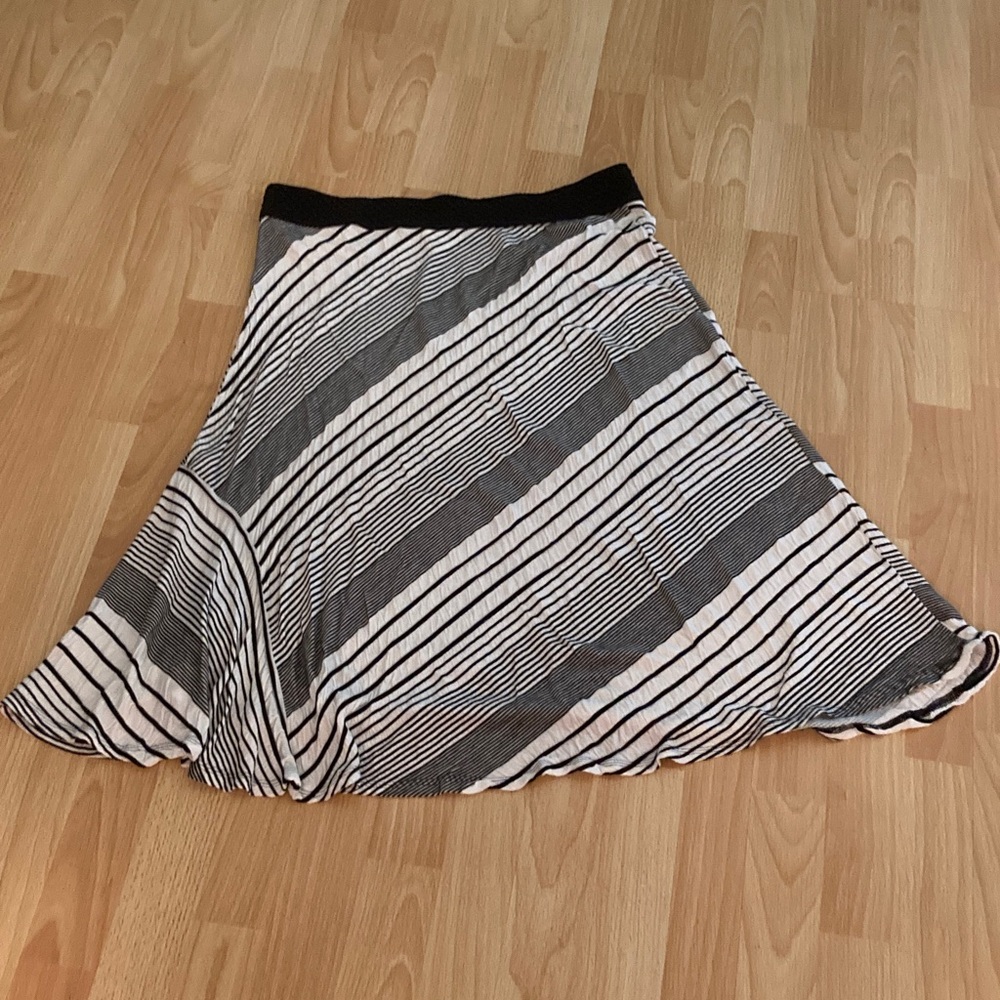 Chico's Black and White Striped Midi Skirt Size 2